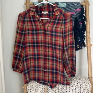 Madewell Plaid Silk Blouse